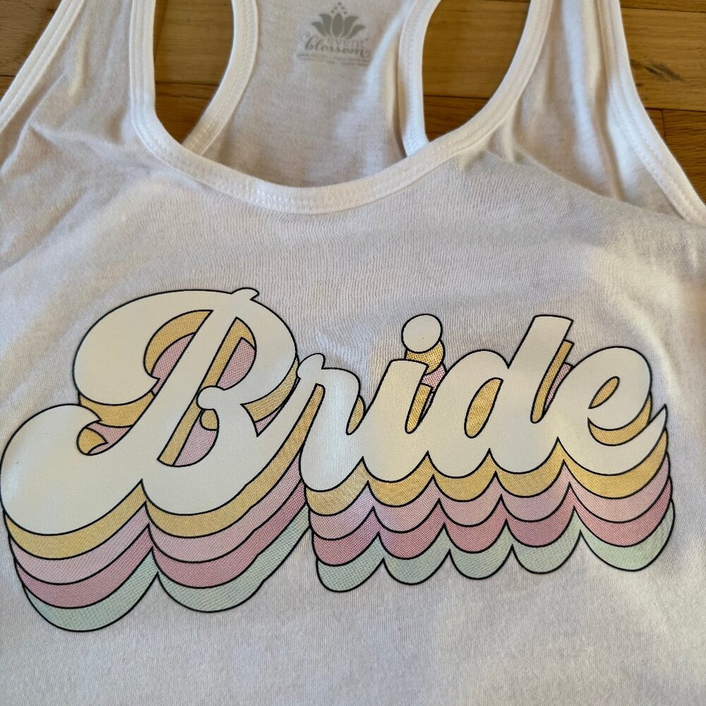 NWT David's Bridal White Bride Tank Retro Size L/XL